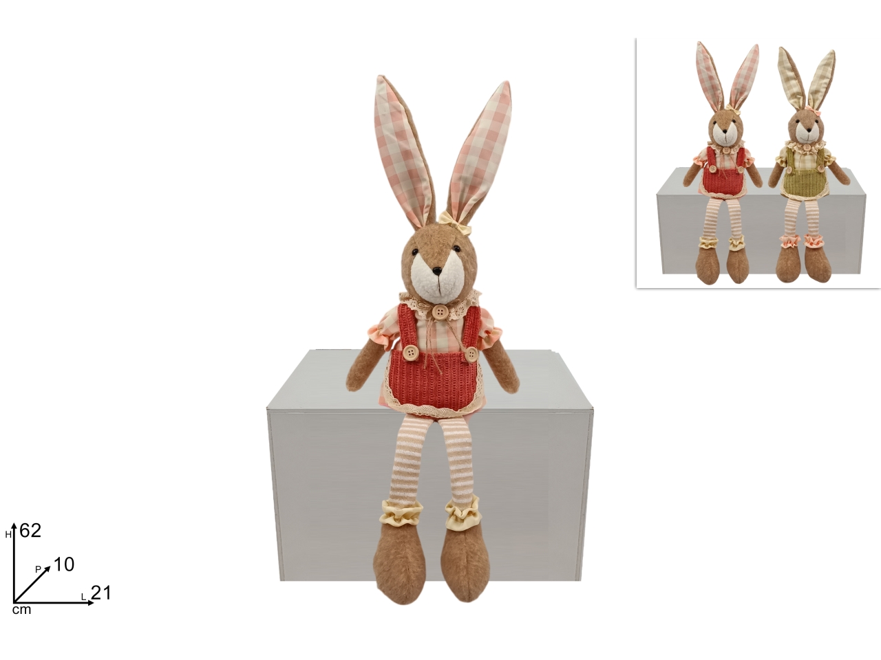 CONIGLIO SEDUTO 62CM CON VESTITO 2ASS. XPA25005141