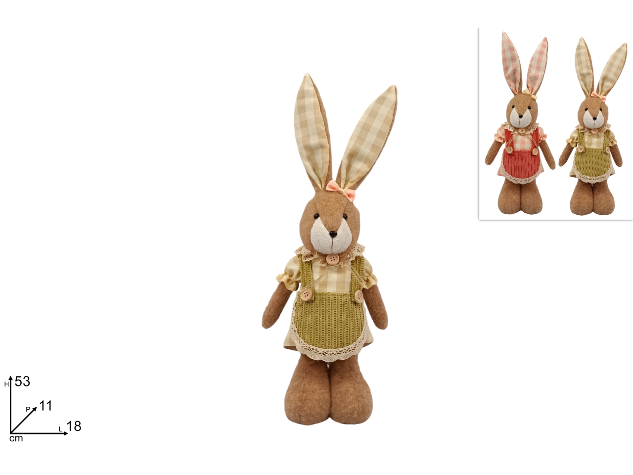 CONIGLIO 53CM CON VESTITO IN 2 ASS. XPA25005121
