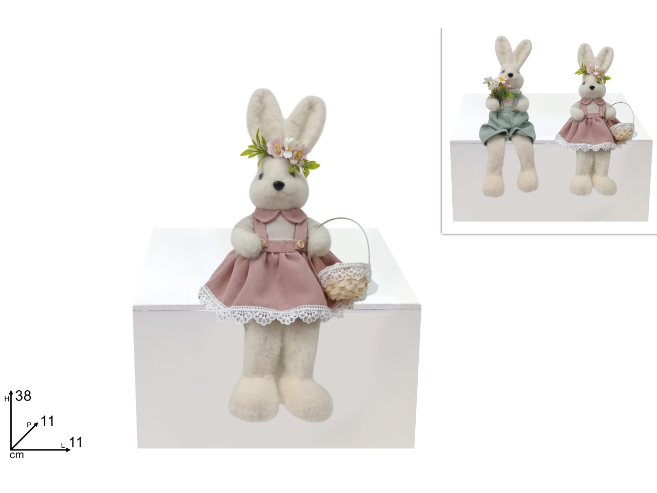 CONIGLIO PELLICCIA 38CM C/VESTITO 2ASS XPA25009471