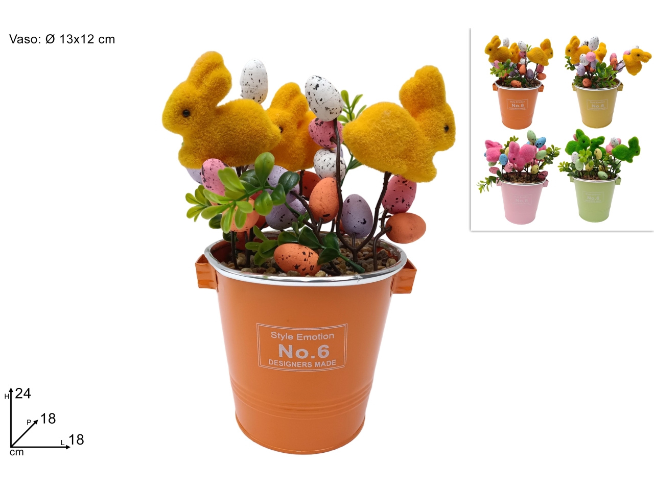 PIANTINA FIORI C/CONIGLIO E UOVA 4ASS. XPA24003651