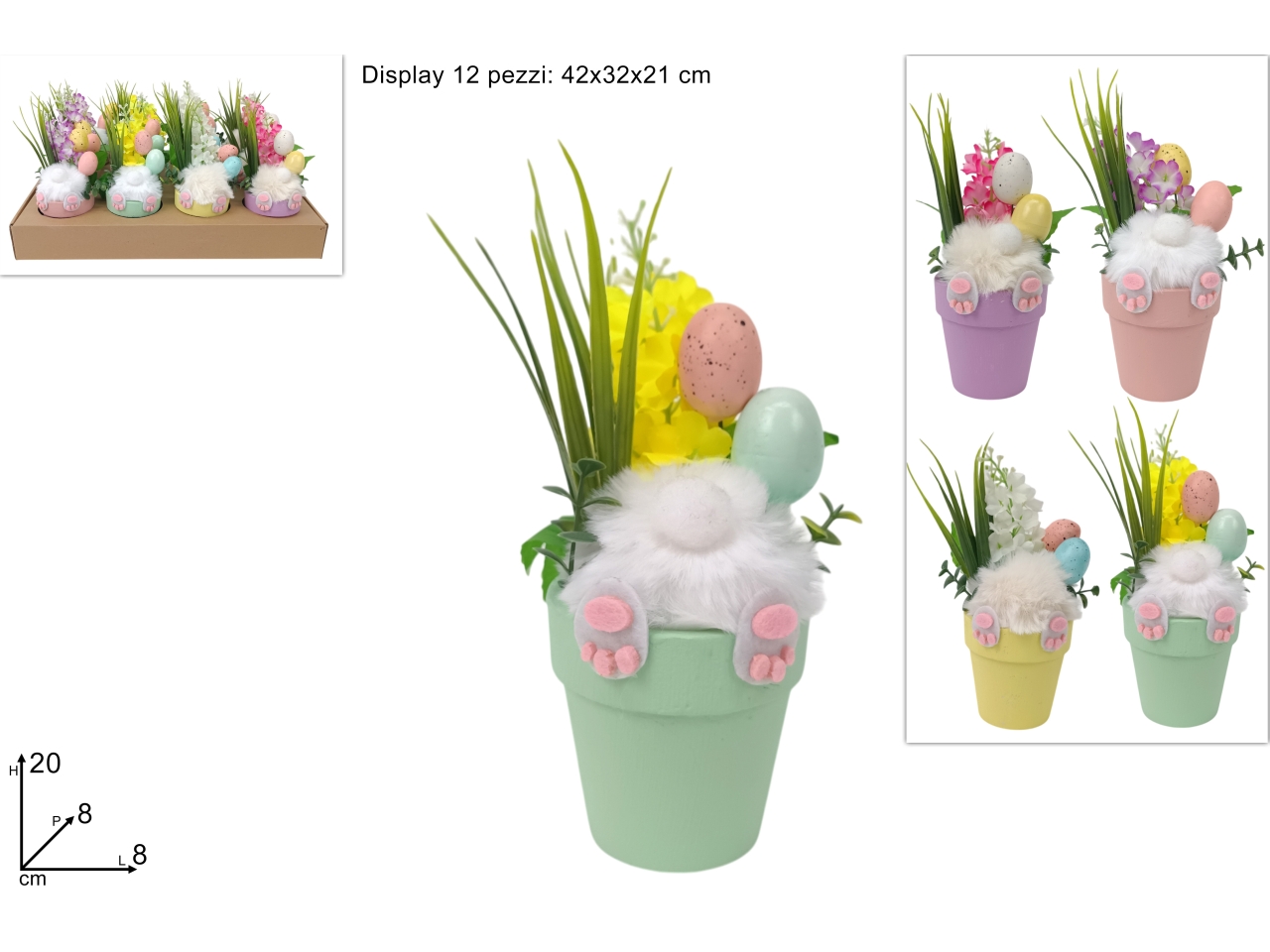 PIANTINA FIORI C/CONIGLIO E UOVA 4ASS. XPA25006181
