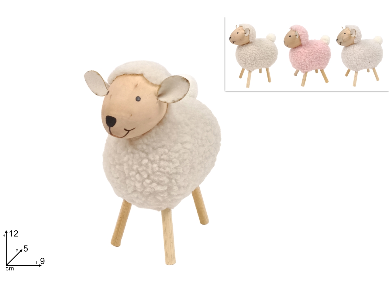 PECORA IN LEGNO C/PELLICCIA 12CM 3ASS. XPA24009941