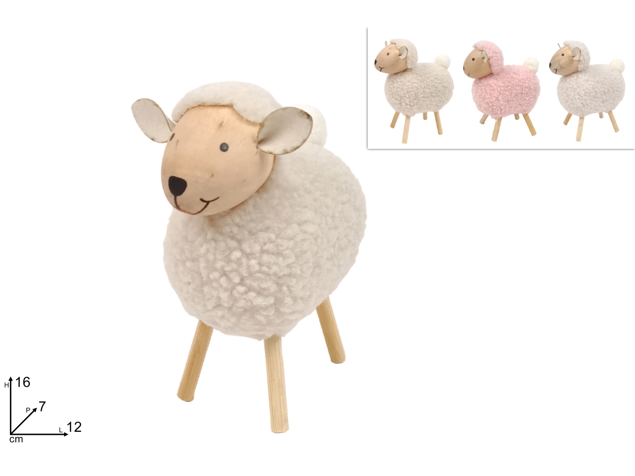 PECORA IN LEGNO C/PELLICCIA 16CM 3ASS. XPA24009911