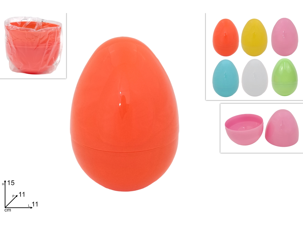UOVA PLASTICA 15CM IN 6 COLORI ASS. XPA24008601