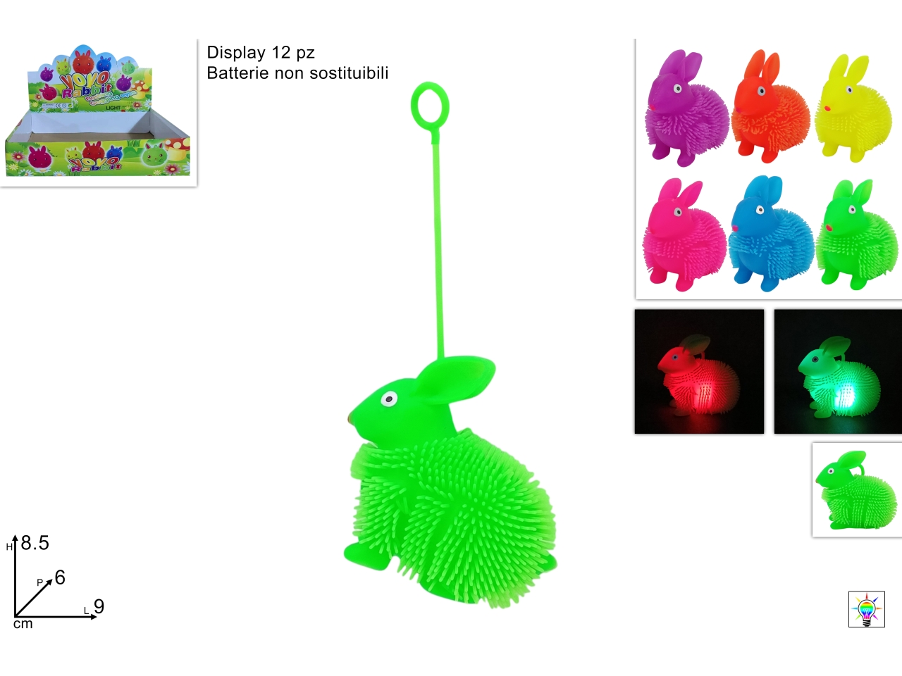CONIGLIO IN GOMMA CON LUCE 6 ASS. XPA25000671