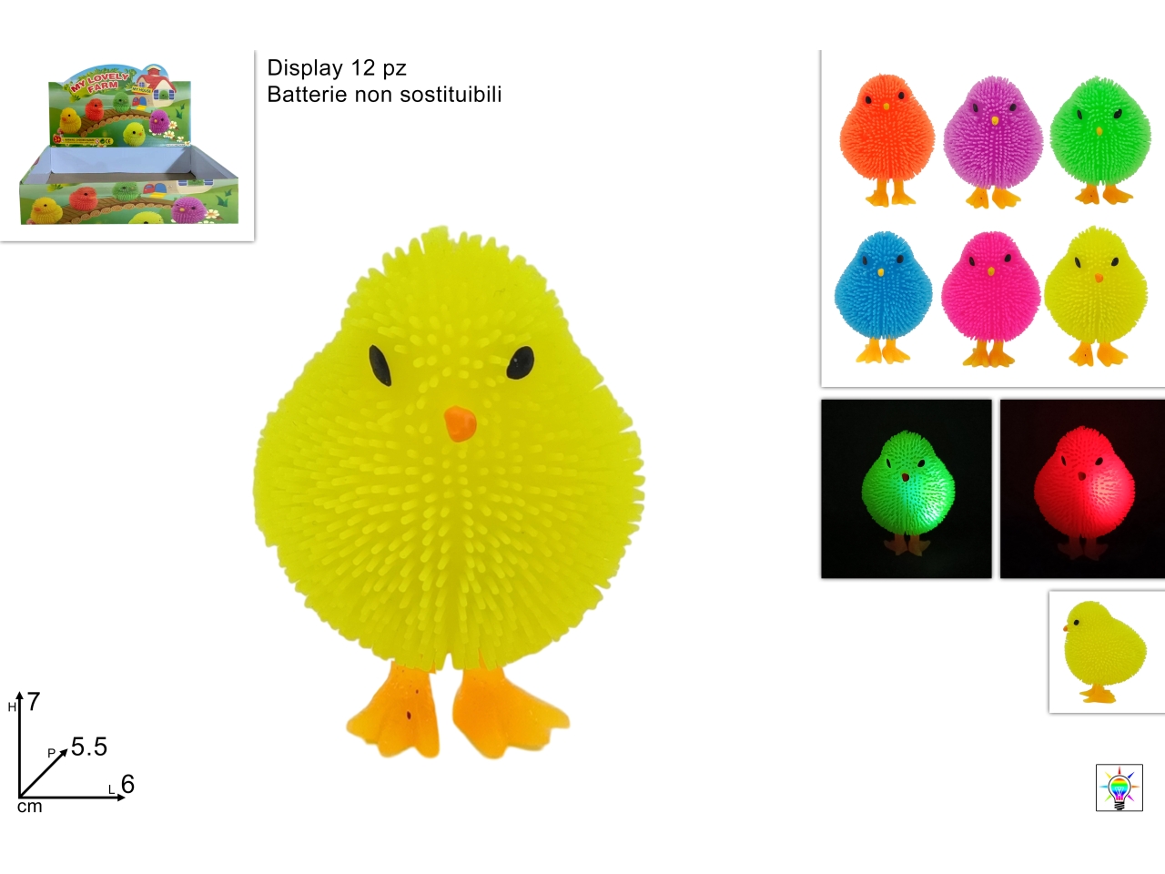 PULCINO IN GOMMA CON LUCE 6 ASS. XPA25000661