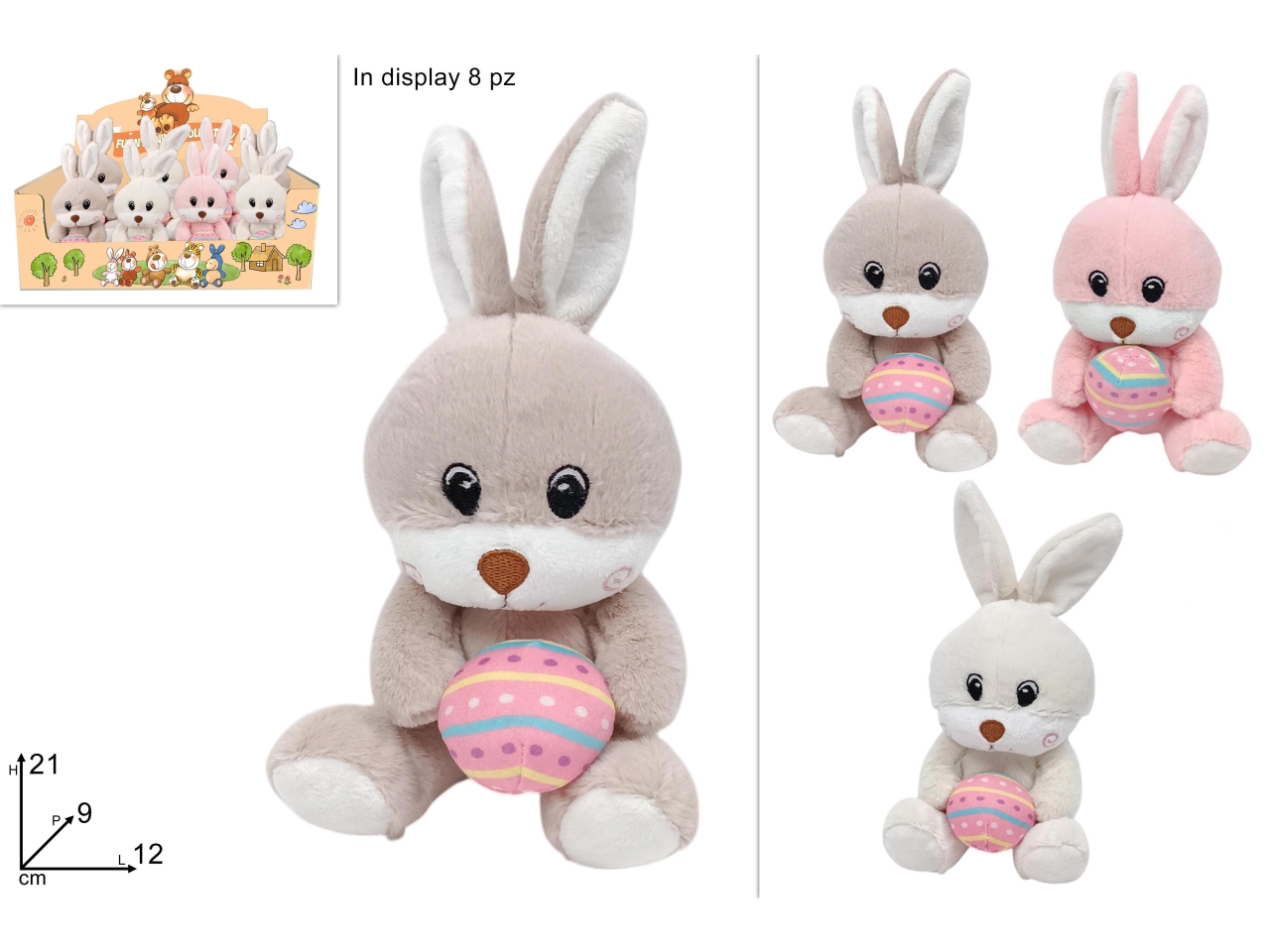 PELUCHE CONIGLIO 21CM C/UOVO ASSORTITO XPA25000031