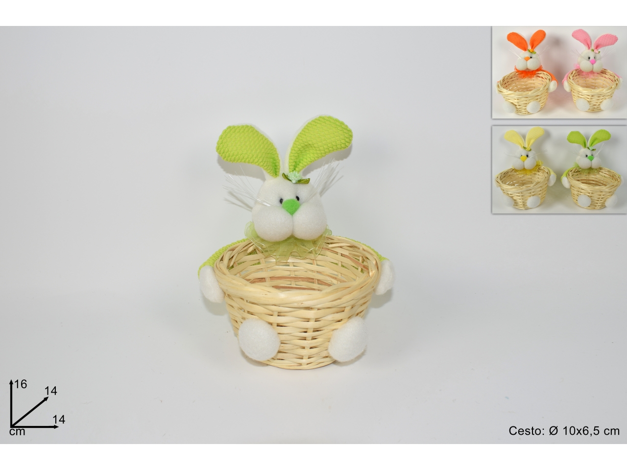CESTO D.10CM C/CONIGLIO PELUCHE 4 ASS. XPA18001061