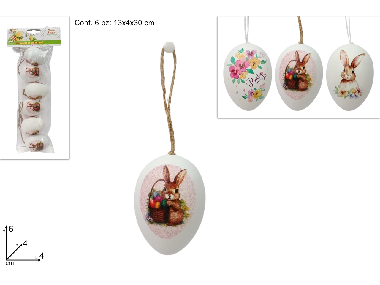 APPENDINO UOVA 6CM SET 6PZ DEC. 3 ASS. XPA25001901 APPENDINO UOVA 6CM SET 6PZ DEC. 3 ASS. XPA25001901