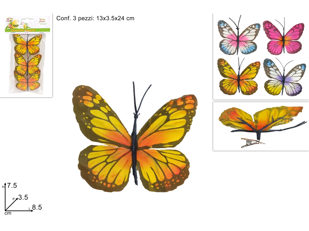 FARFALLE SET DA 3pz C/PINZETTA 3 ASS. XPA25007681