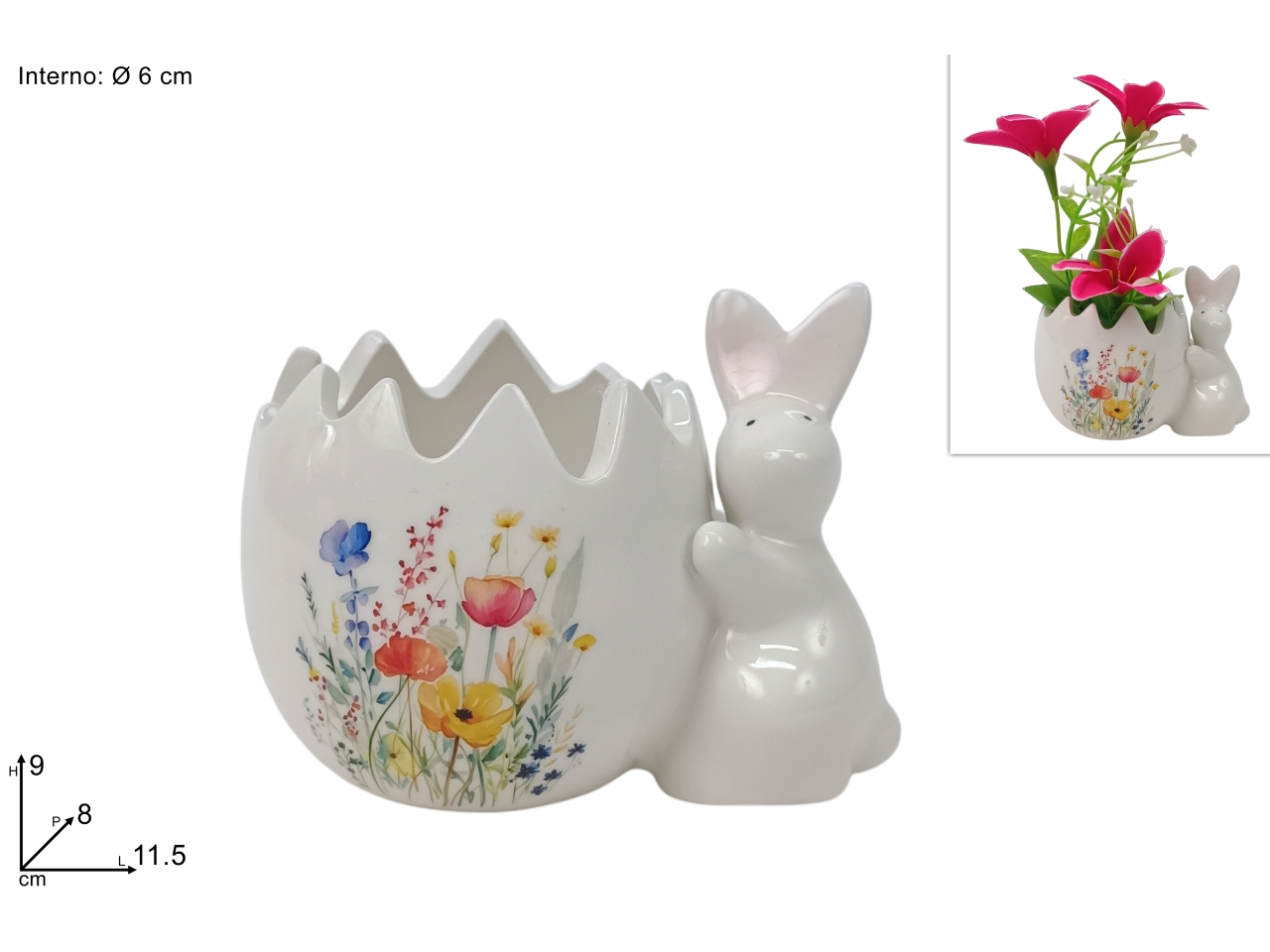 PORTAUOVO/PORTAPIANTA 6CM C/CONIGLIO XPA25010521