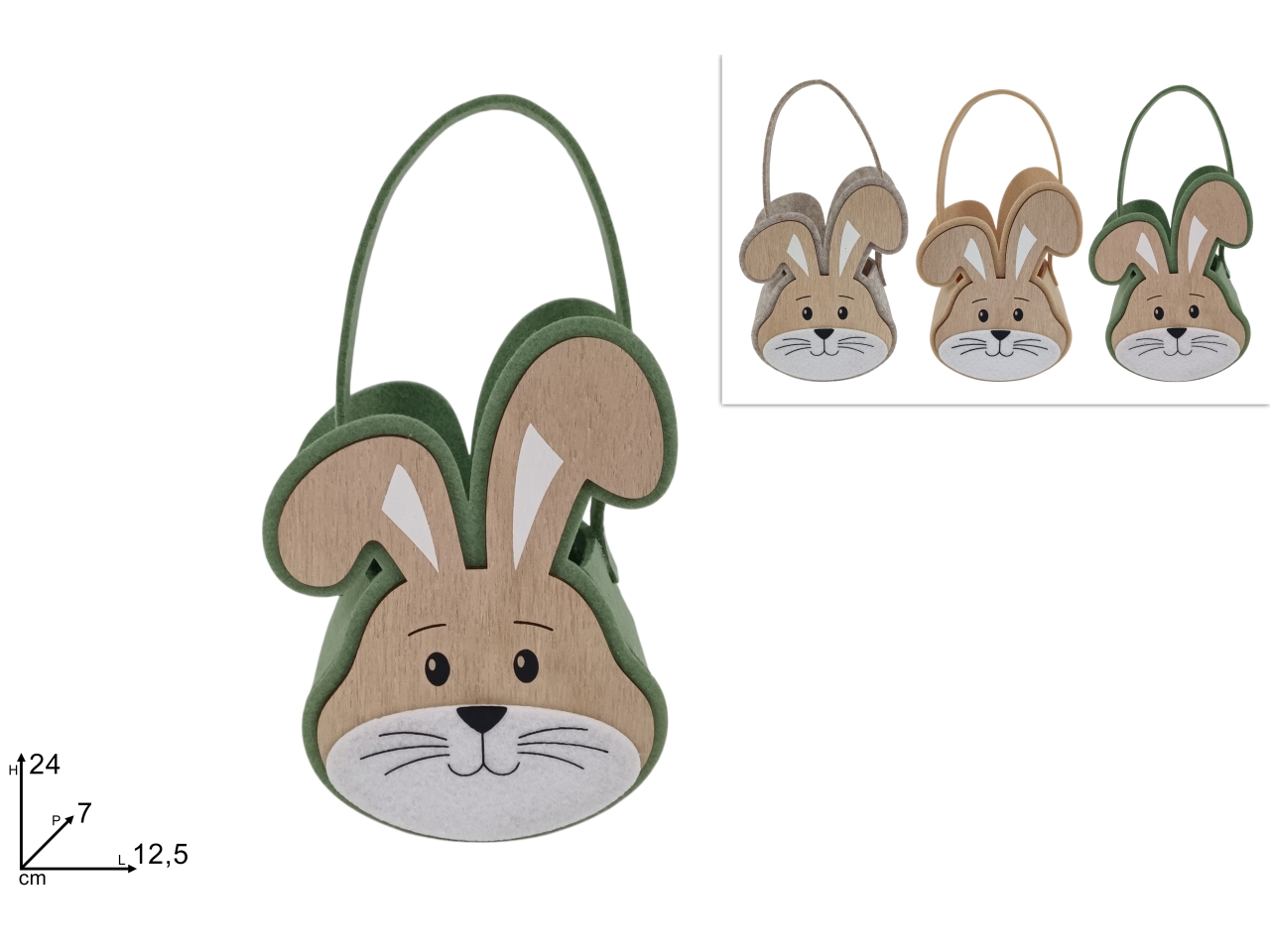 CESTINO FELTRO C/VISO CONIGLIO 3 ASS. XPA25009251