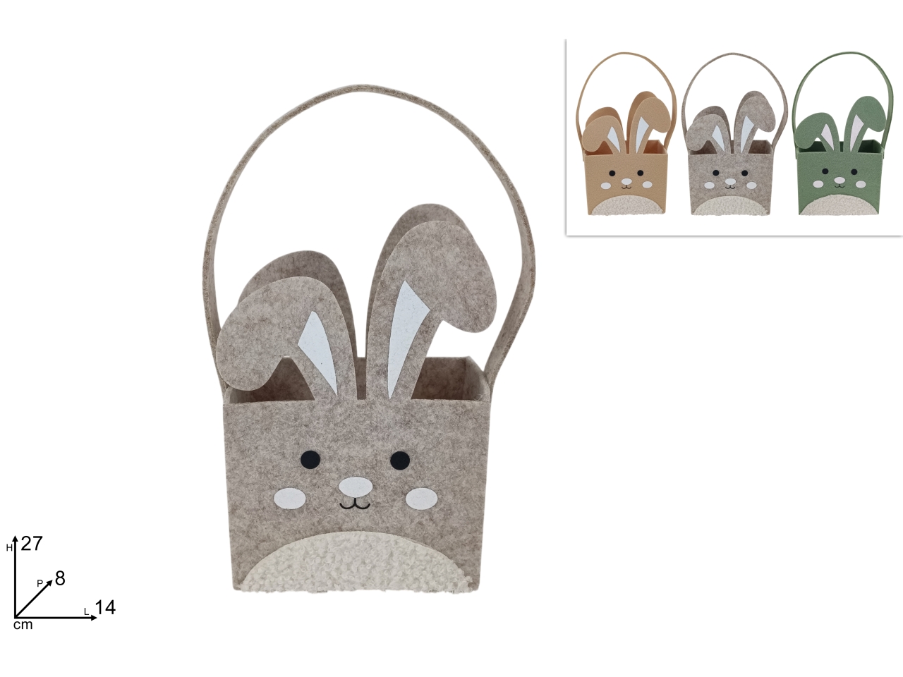 CESTINO IN FELTRO C/VISO MANICO 3 ASS. XPA25009301