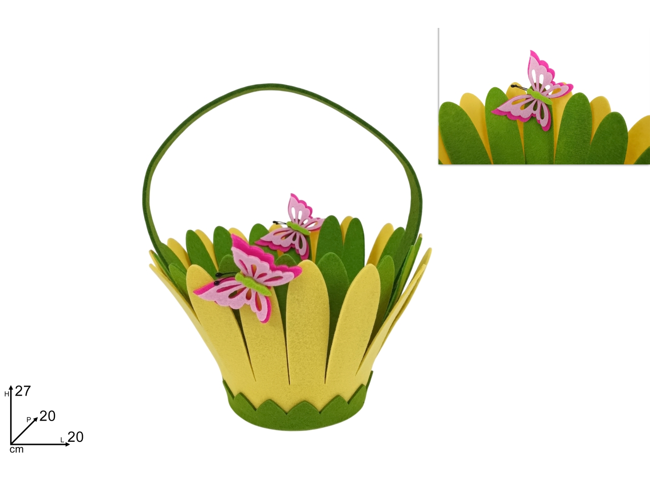 CESTINO FELTRO C/FARFALLE+MANICO 27X20 XPA25009261