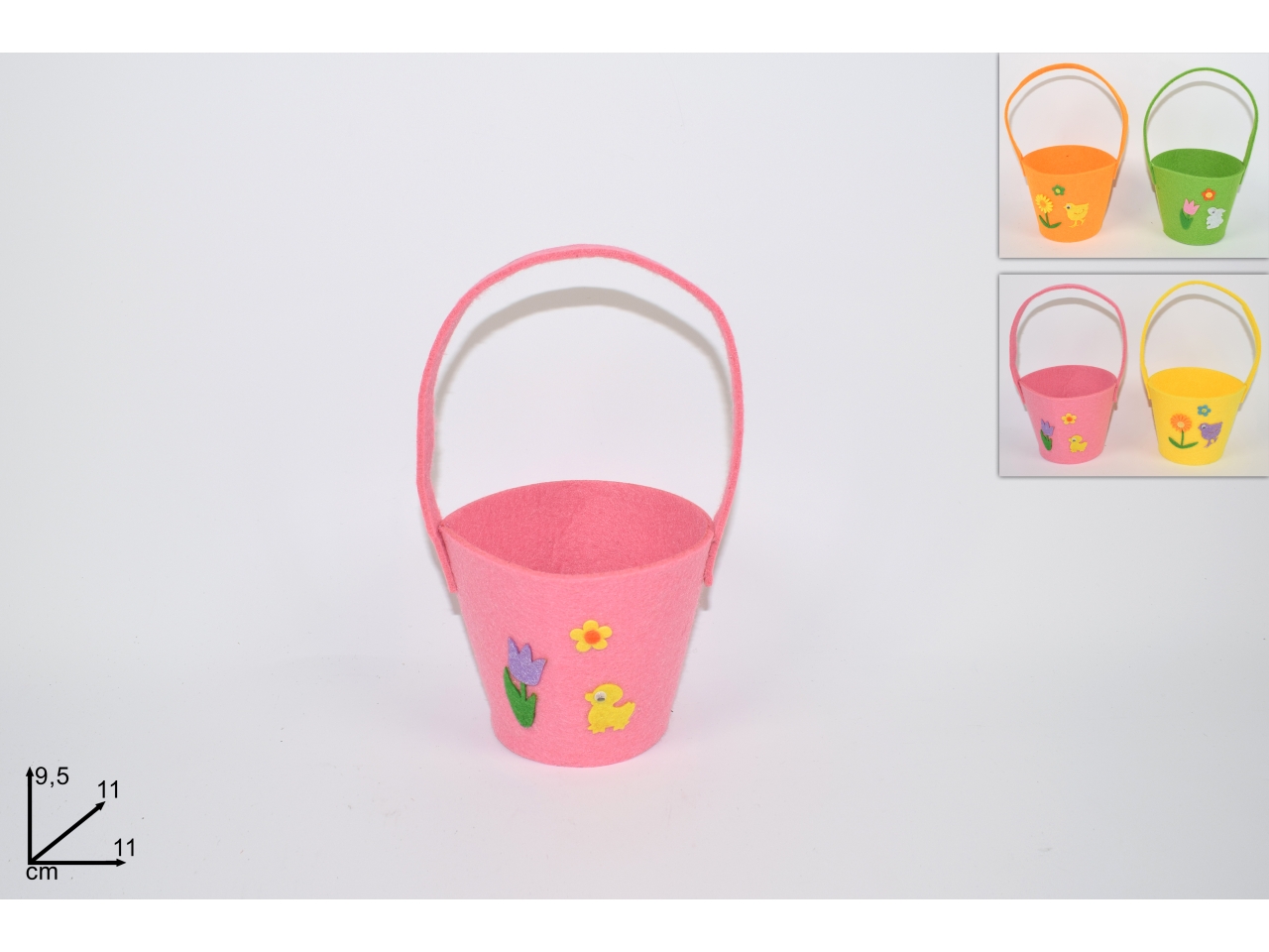 CESTO FELTRO TONDO PASQ.C/MANICO 4ASS. XPA17000601