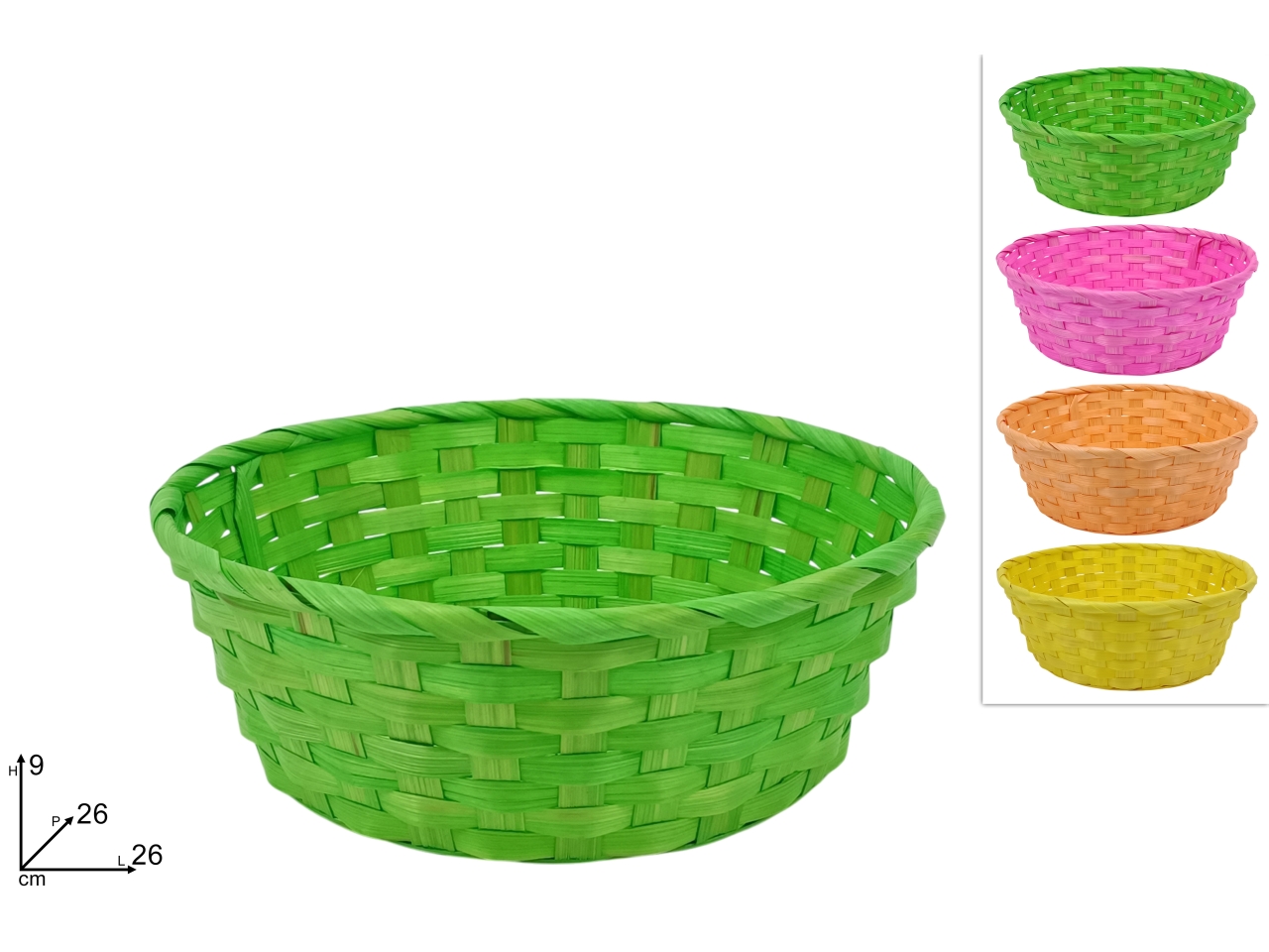 CESTINO TONDO 26x9CM 4 COLORI ASS. XPA25003601