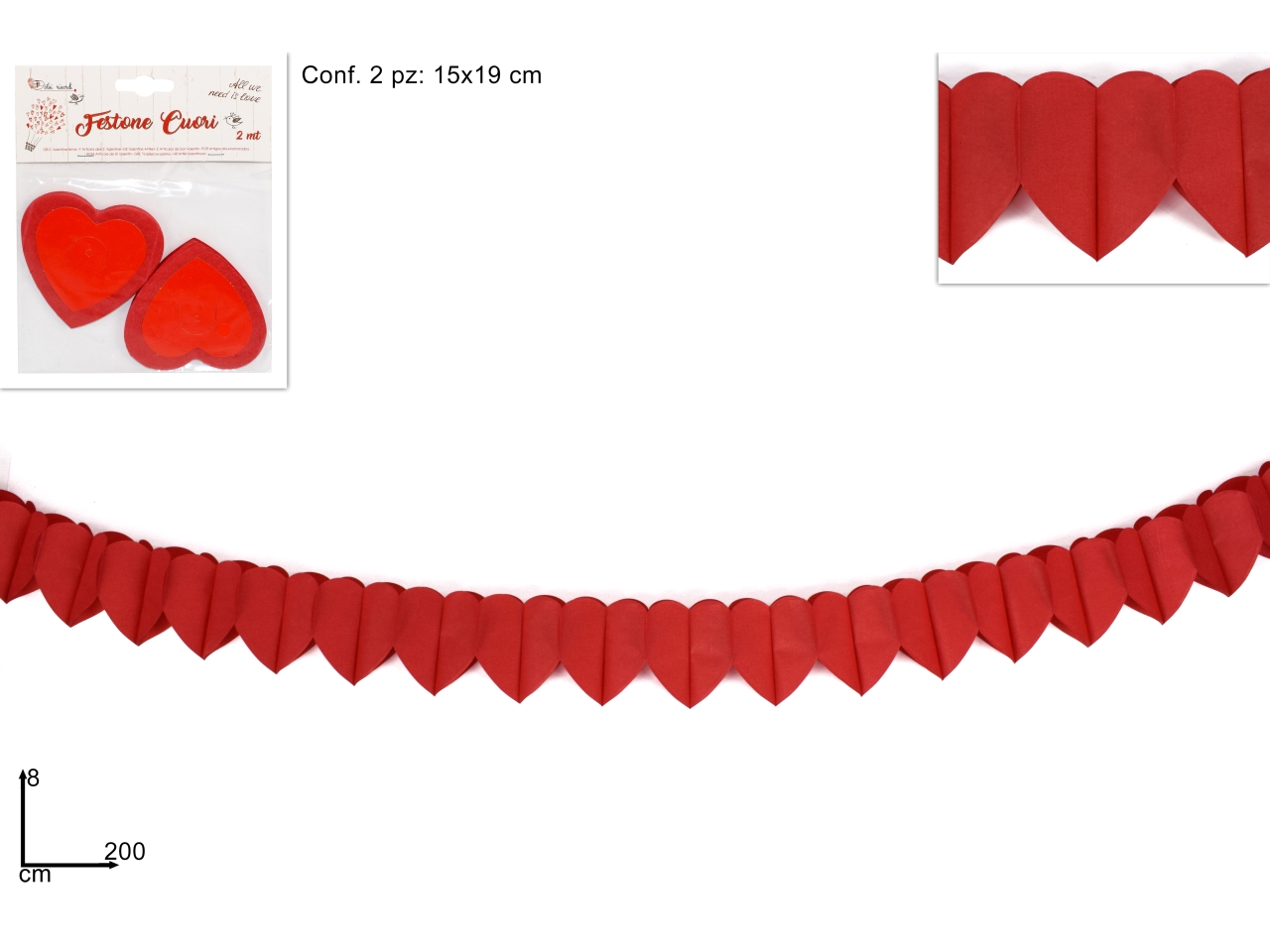 FESTONI CUORI 8CMx2MT SET DA 2 FESTONI XSV20000021 FESTONI CUORI 8CMx2MT SET DA 2 FESTONI XSV20000021