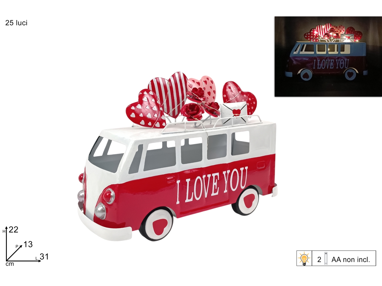 FURGONE METAL. I LOVE YOU 25LUCI BATT. XSV25001461