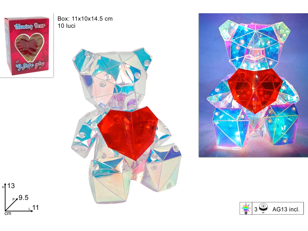 ORSETTO CUORE RAINBOW GIOCO DI LUCI XSV25000241