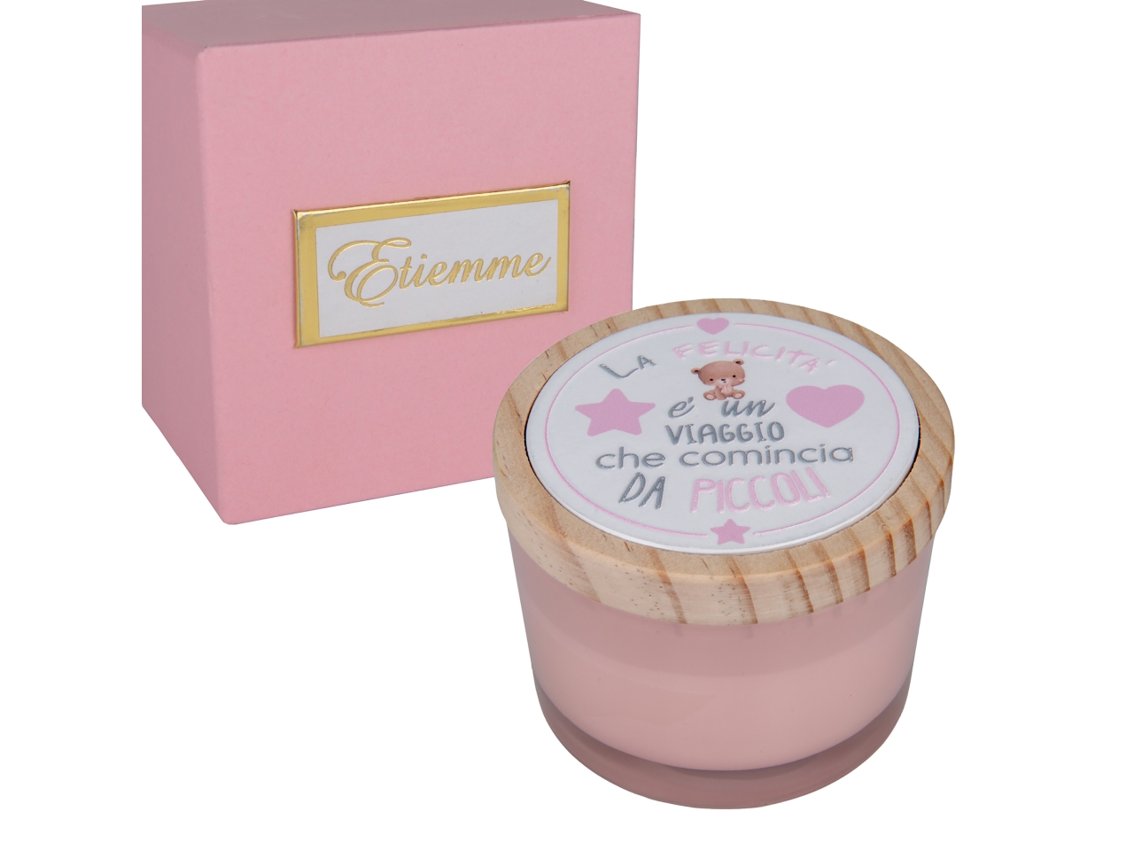 SFAVILLA CANDELA VETRO PROF.7,5XH.6CM ROSA 07A231