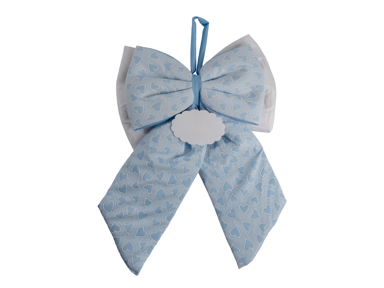 FIOCCO NASCITA CUORI 33XH.50CM CELESTE AN014