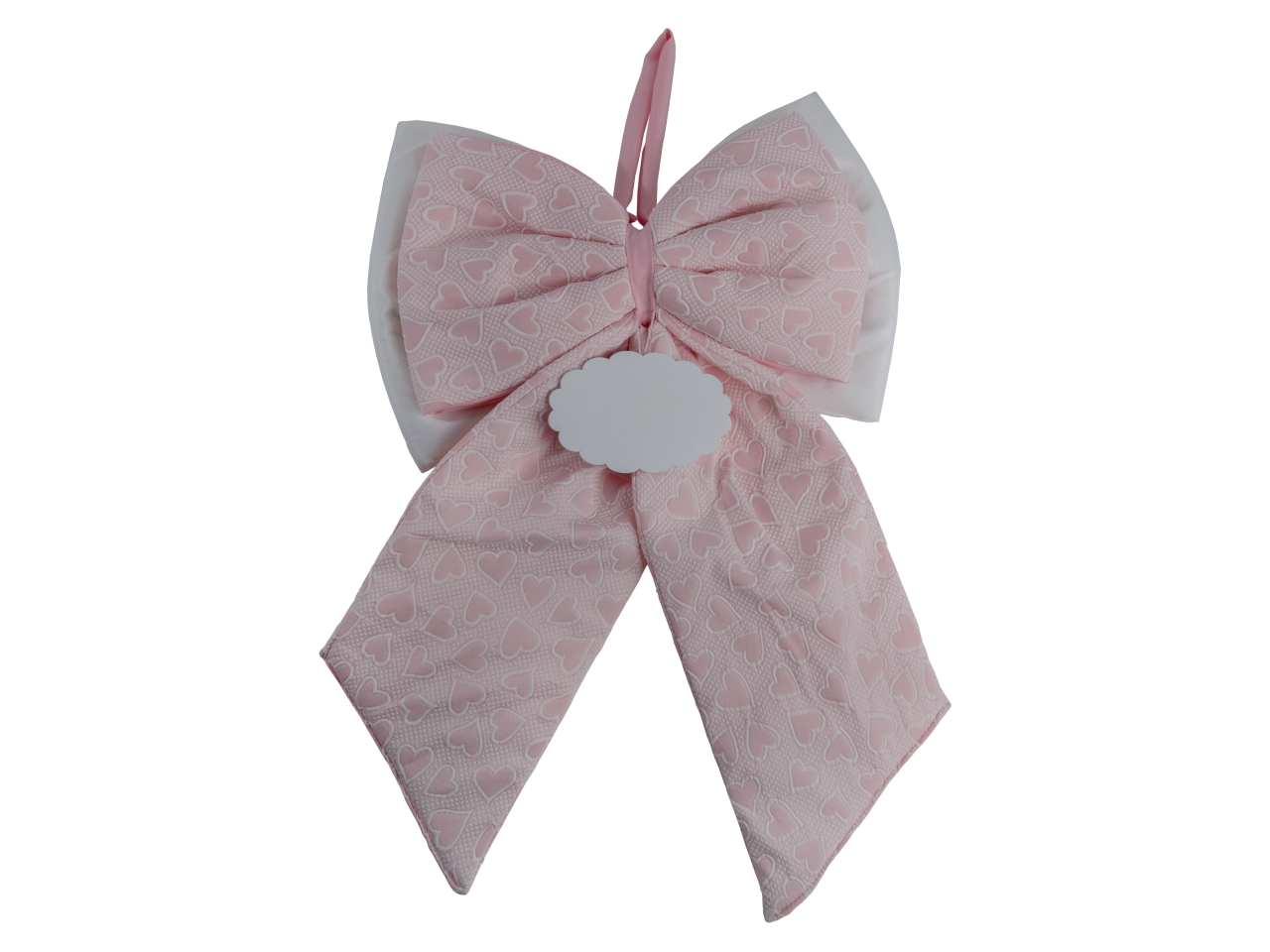 FIOCCO NASCITA CUORI 33XH.50CM ROSA AN015