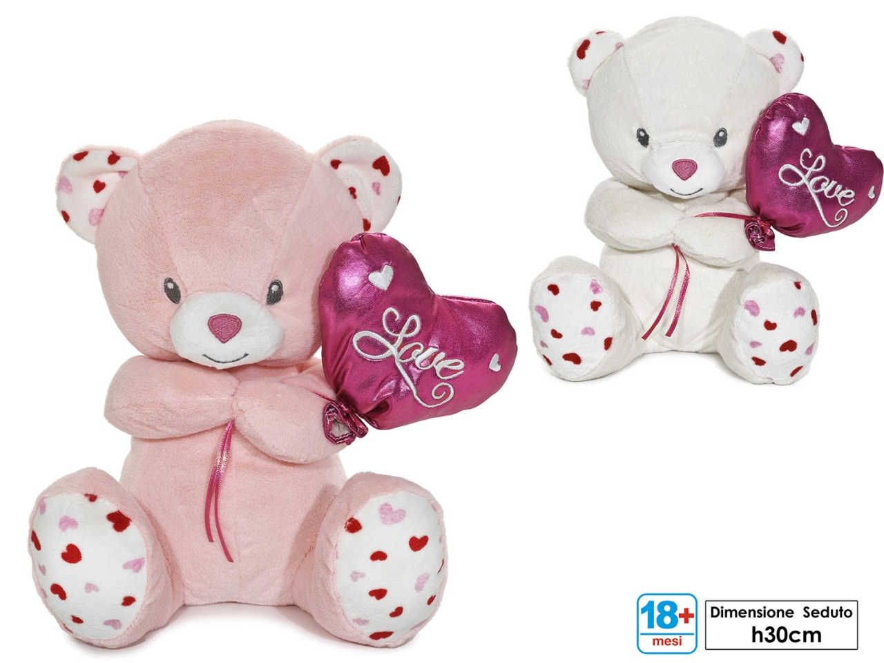 MORBIDOSI-ORSO CON CUORE H.30CM IN 2 ASS. 611687
