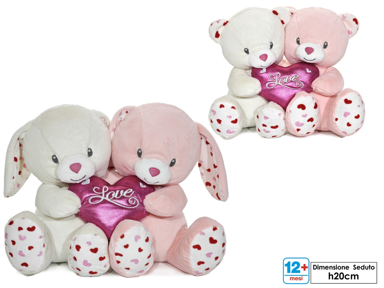 MORBIDOSI-COPPIA ANIMAL. CUORE H.20CM 2ASS. 611688