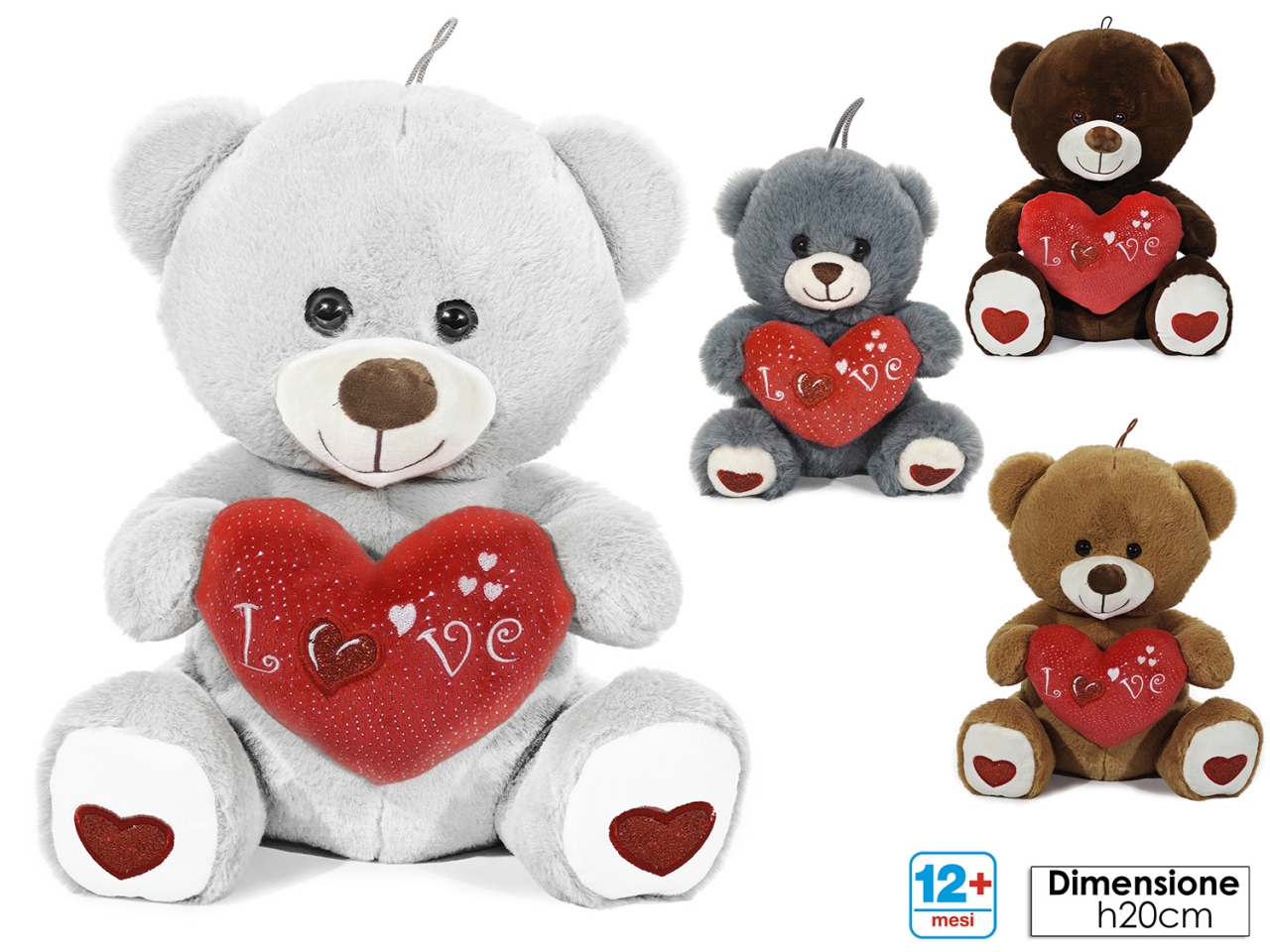 MORBIDOSI-ORSO CON CUORE H.20CM IN 4 ASS. 721503 MORBIDOSI-ORSO CON CUORE H.20CM IN 4 ASS. 721503