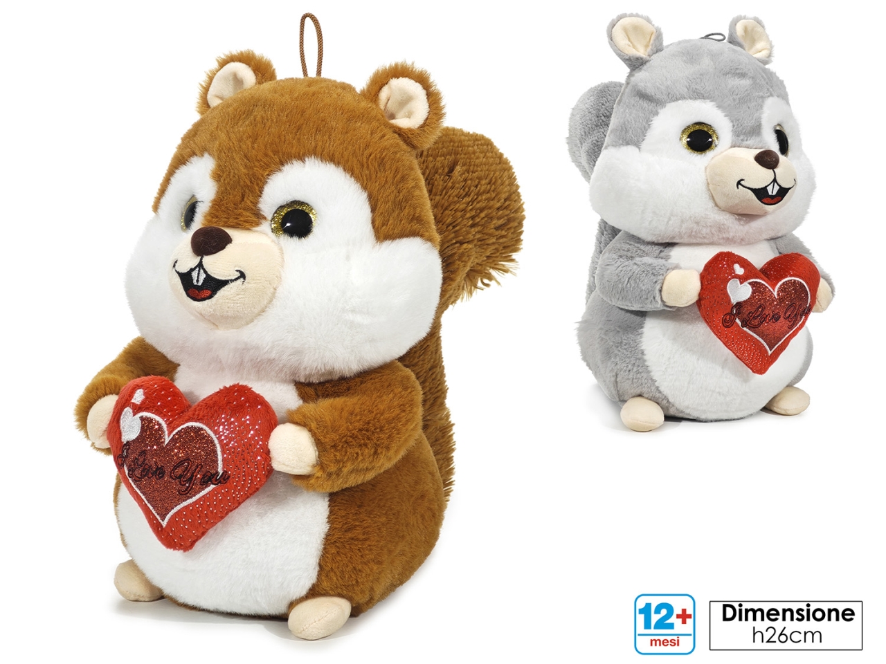 MORBIDOSI-SCOIATTOLO CON CUORE H.26CM 2ASS. 721536