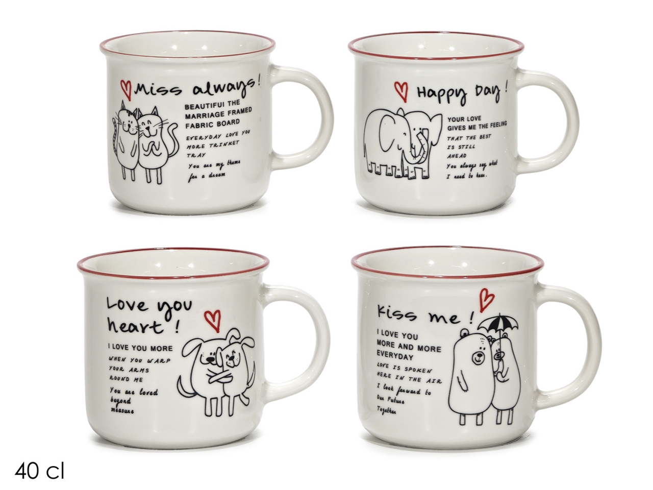 TAZZA IN PORCELLANA 40CL IN 4 ASSORTIMENTI 747710