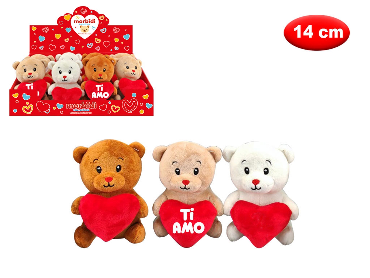 PELUCHE ORSETTI CON CUORE MORBIDI’ 14CM