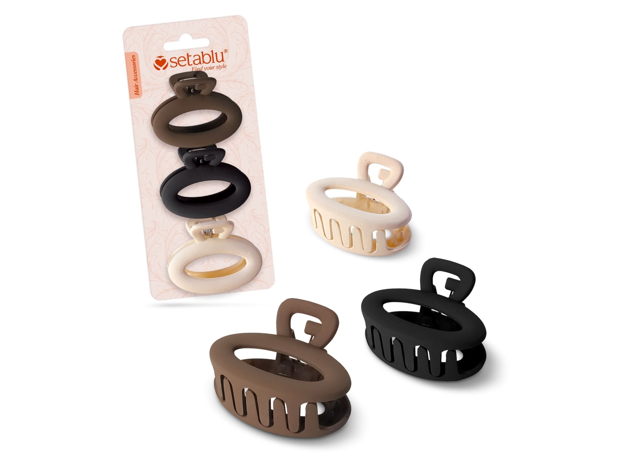 PINZA PER CAPELLI OVALE 3PZ ASS. 03868 PINZA PER CAPELLI OVALE 3PZ ASS. 03868