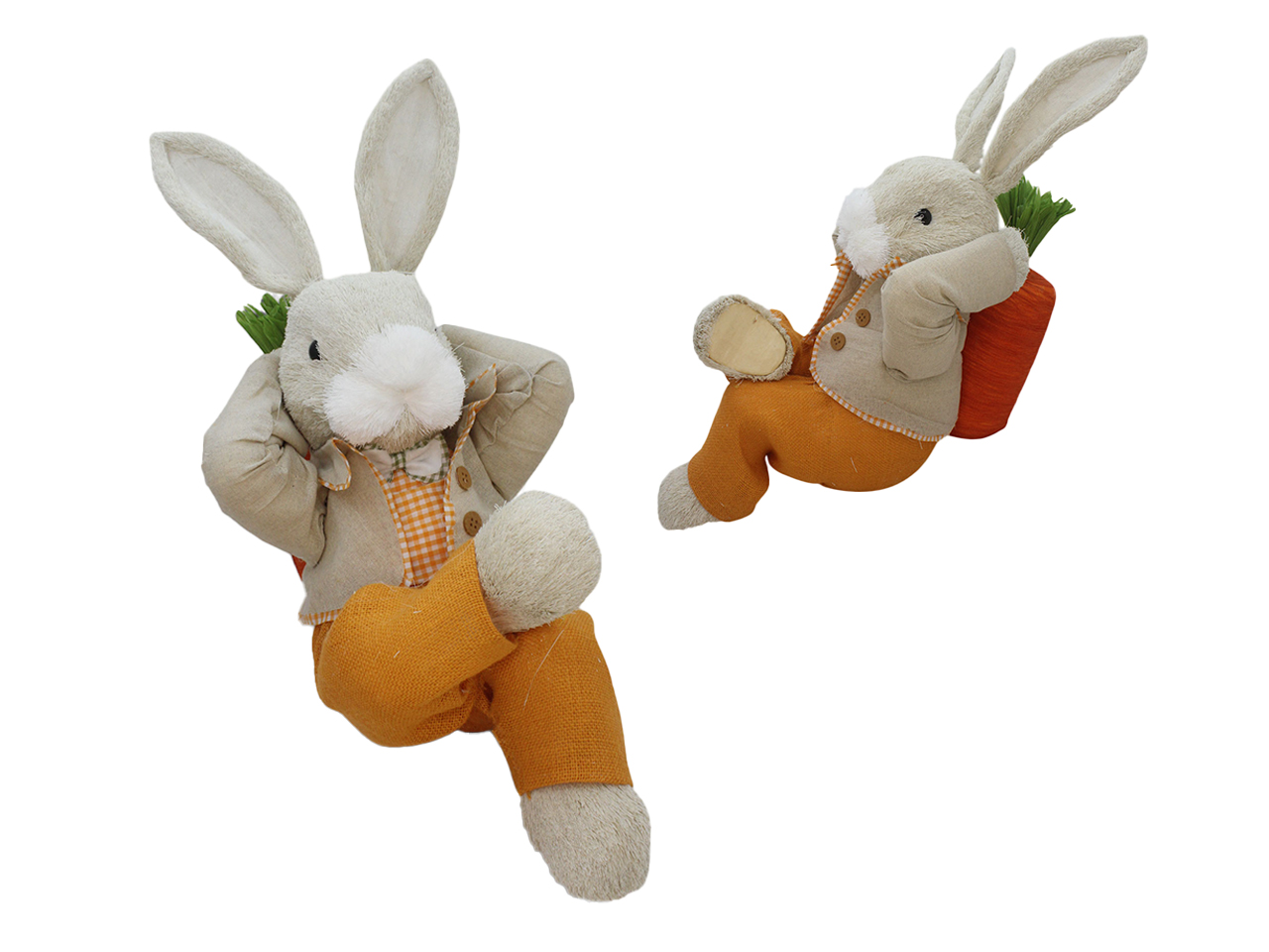 CONIGLIO POLISTIR.IN PAGLIA SEDUTO38CM ARANC.61475