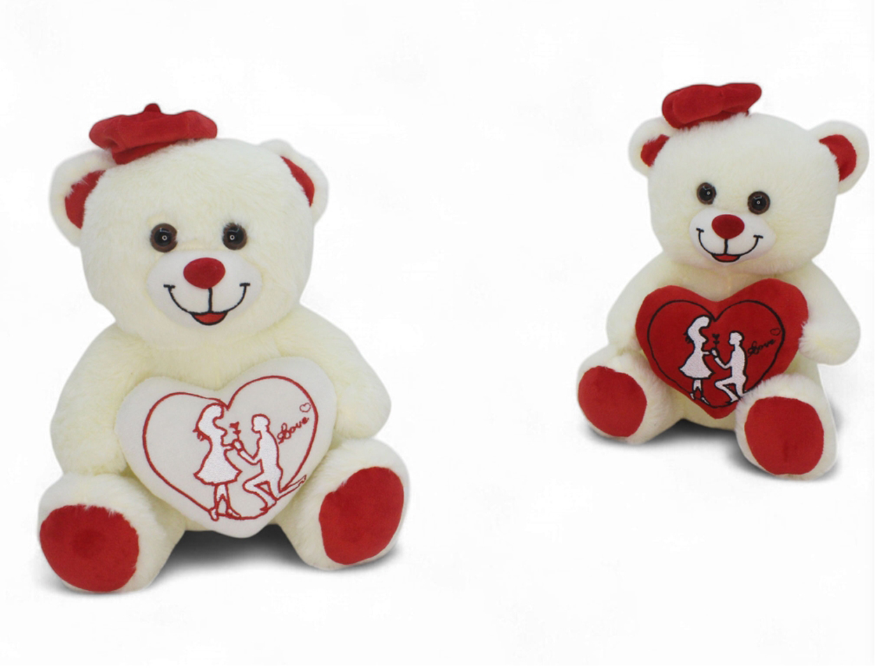 PELUCHE ORSO 25CM BIANCO C/CAPPELLO E CUORE 16800