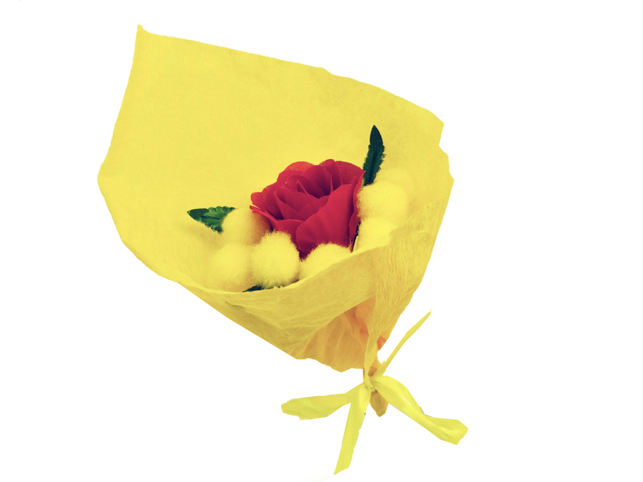 MAZZETTO MIMOSA 16CM CON ROSA ROSSA 85052 MAZZETTO MIMOSA 16CM CON ROSA ROSSA 85052