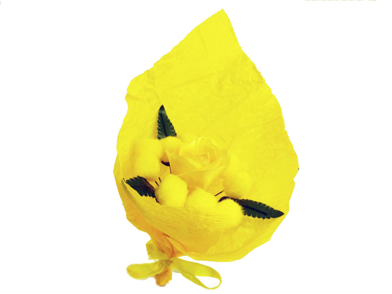 MAZZETTO MIMOSA 16CM CON ROSA GIALLA 85069 MAZZETTO MIMOSA 16CM CON ROSA GIALLA 85069