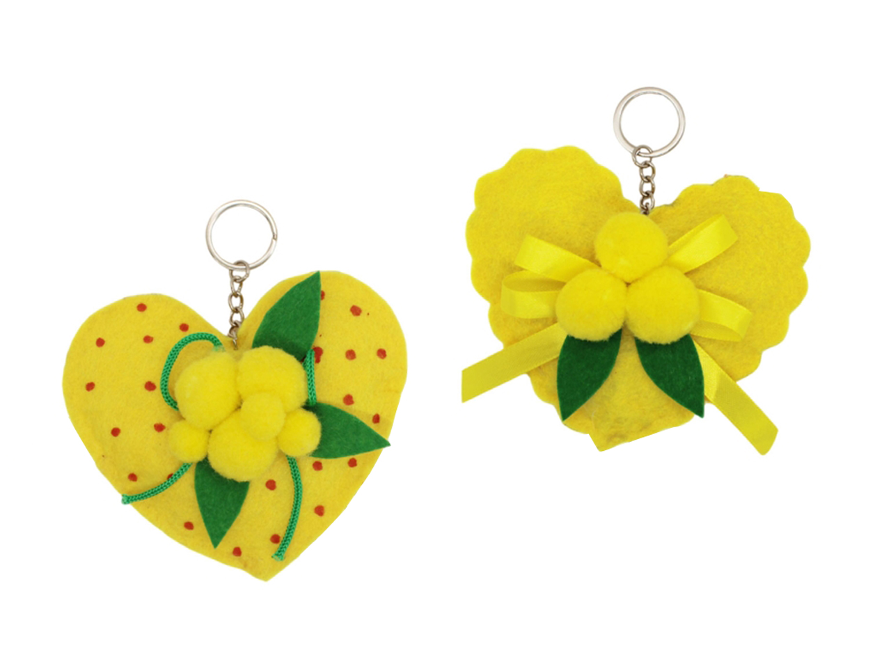 PORTACHIAVI CUORE 11CM CON MIMOSE GIALLO 98190