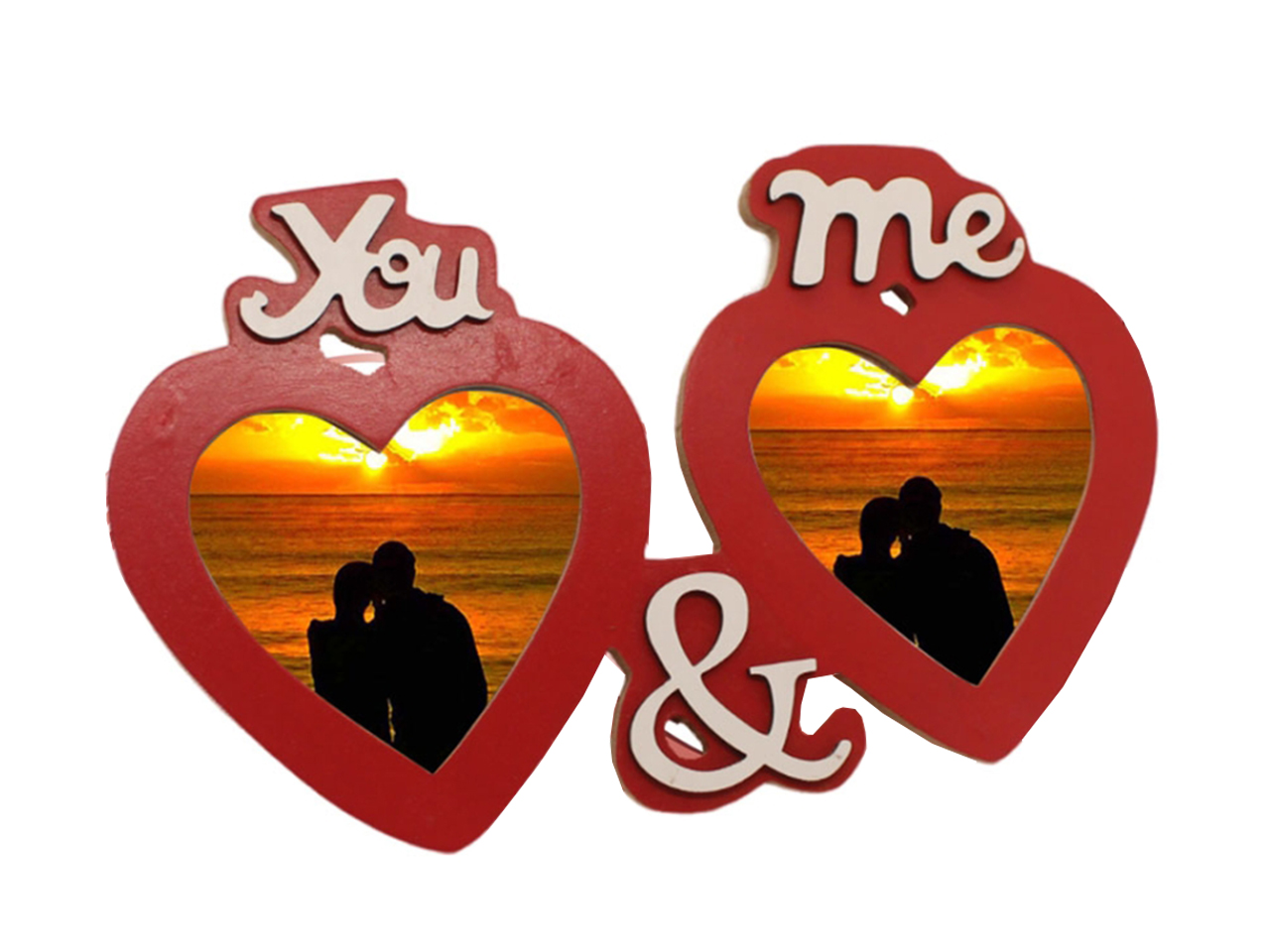 PORTAFOTO 2 CUORI IN LEGNO 22X14CM 99517