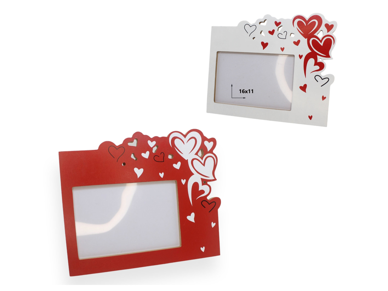 PORTAFOTO LEGNO 24X20CM CON CUORI ASS. 60545