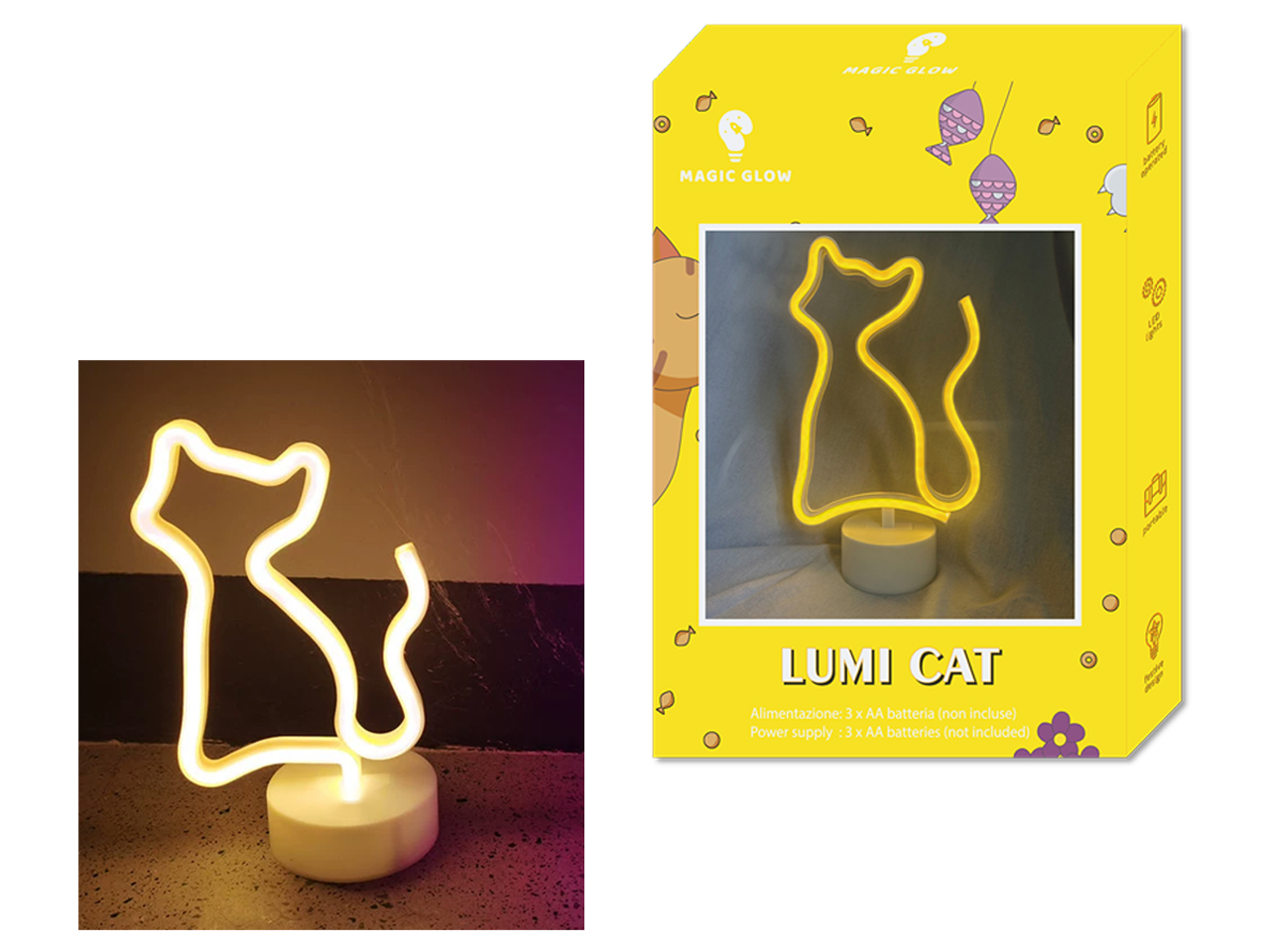 LUMI CAT STAND LUCE LED COLOR A BATTERIA FL-CT-01 LUMI CAT STAND LUCE LED COLOR A BATTERIA FL-CT-01
