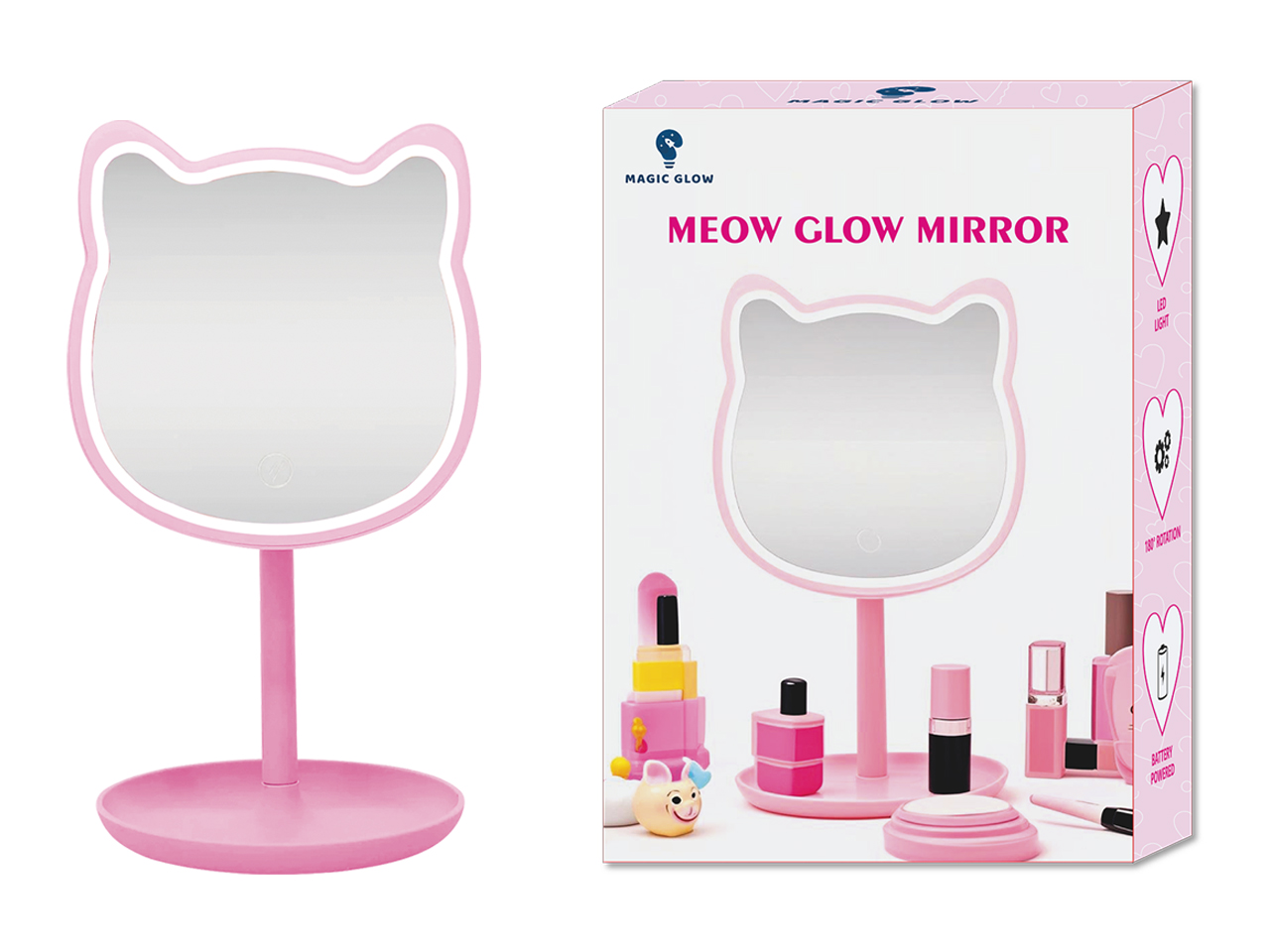 MEOW GLOW STAND SPECCHIO LED BIANCO BATT. 125002