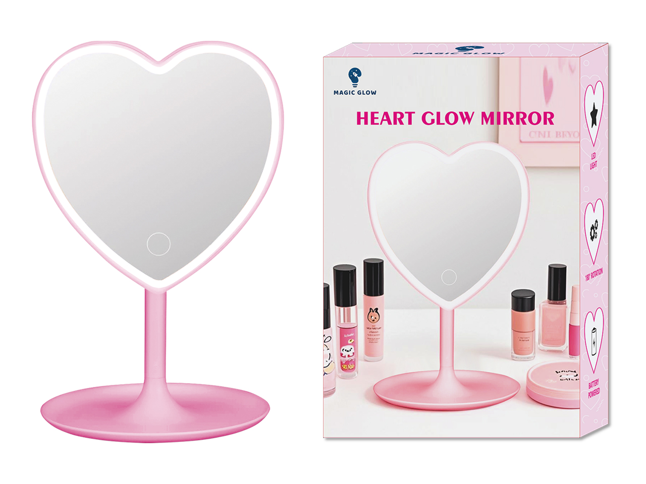 HEART GLOW STAND SPECCHIO LUCELED BIA. BATT.125001