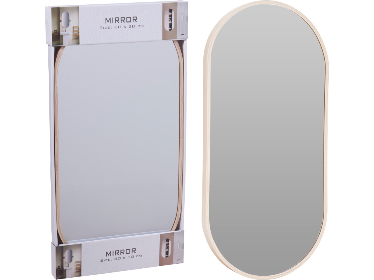 SPECCHIO ALU OVALE30X60CM MARRONE CHIARO FL2800230