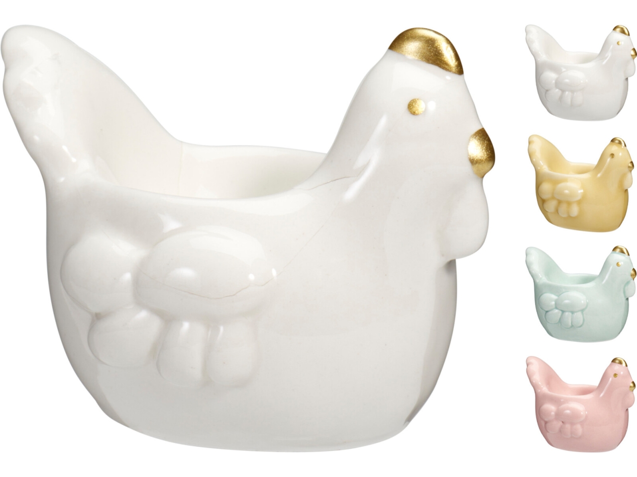 PORTAUOVO GALLINA PORCELLANA 9X7CM 4ASS 252925250