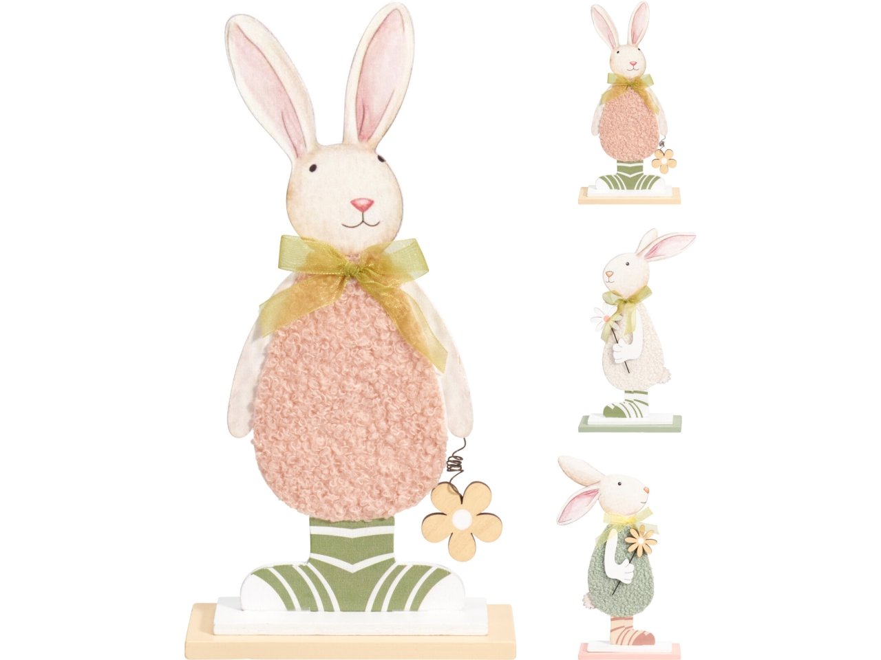 CONIGLIO IN LEGNO C/FIORE 24CM 3ASS. GR8001510