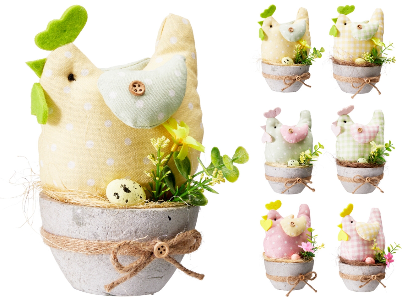 GALLINA C/VASO 10X17CM 6COL.ASS. PL4200170