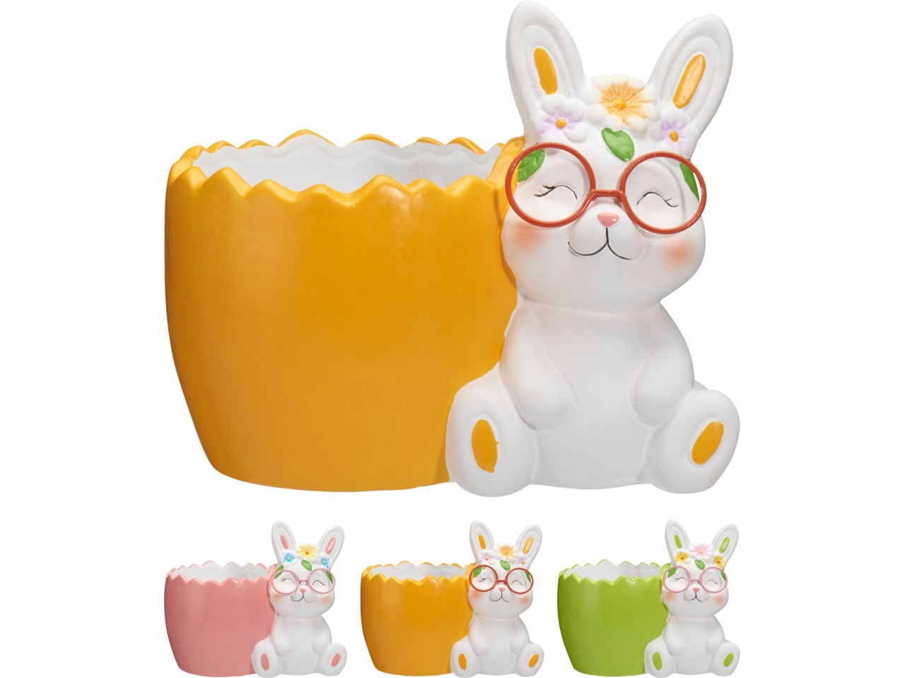 CONIGLIO C/VASO 17X14CM 3ASS. PPF000360