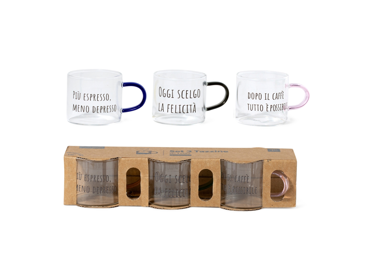 TAZZINE IN VETRO TRASP.100ML 3PZ ASS. 12650 TAZZINE IN VETRO TRASP.100ML 3PZ ASS. 12650