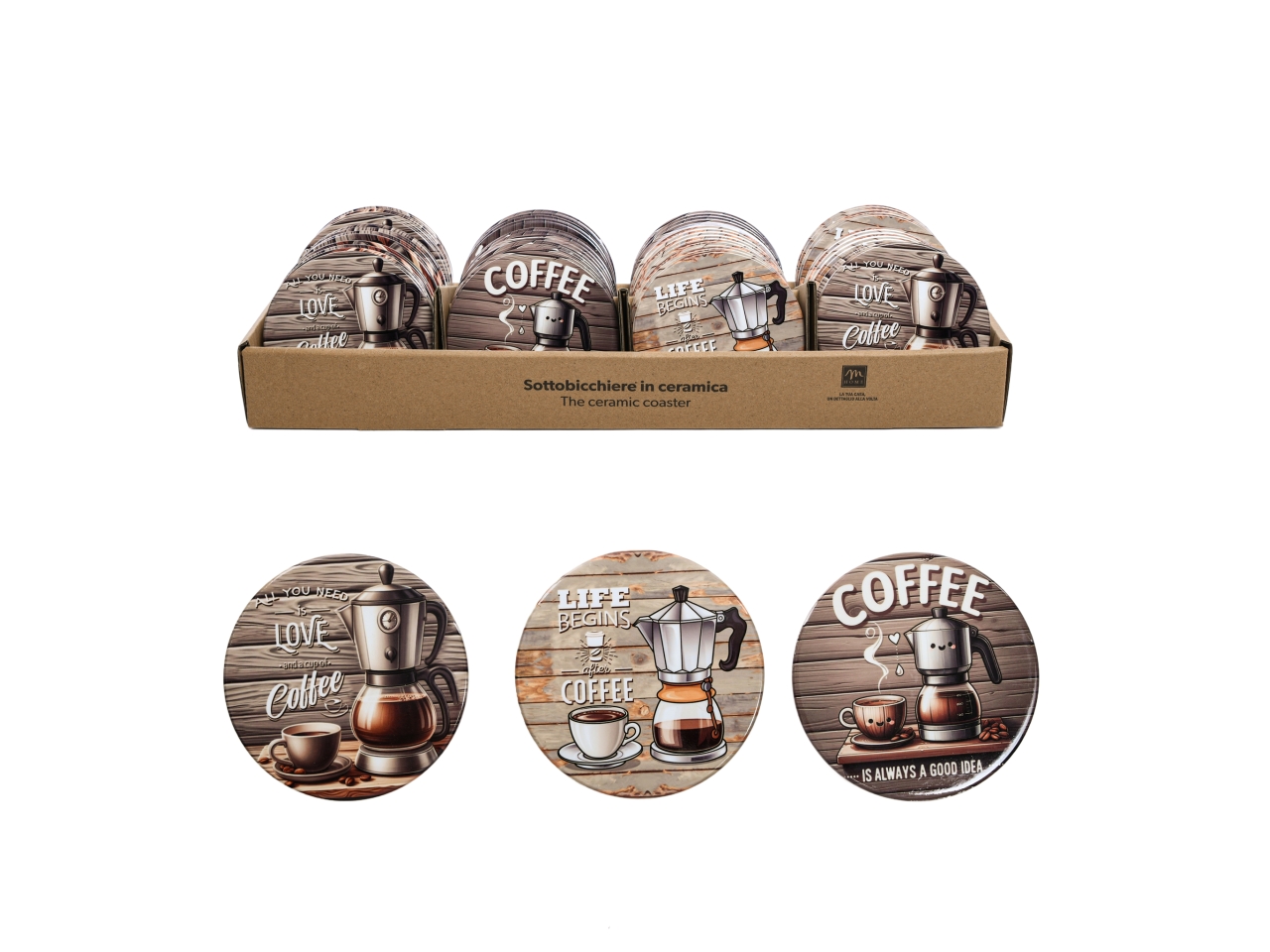 SOTTOBICCHIERE COFFEE TIME CERAM.D.10CM ASS.05441